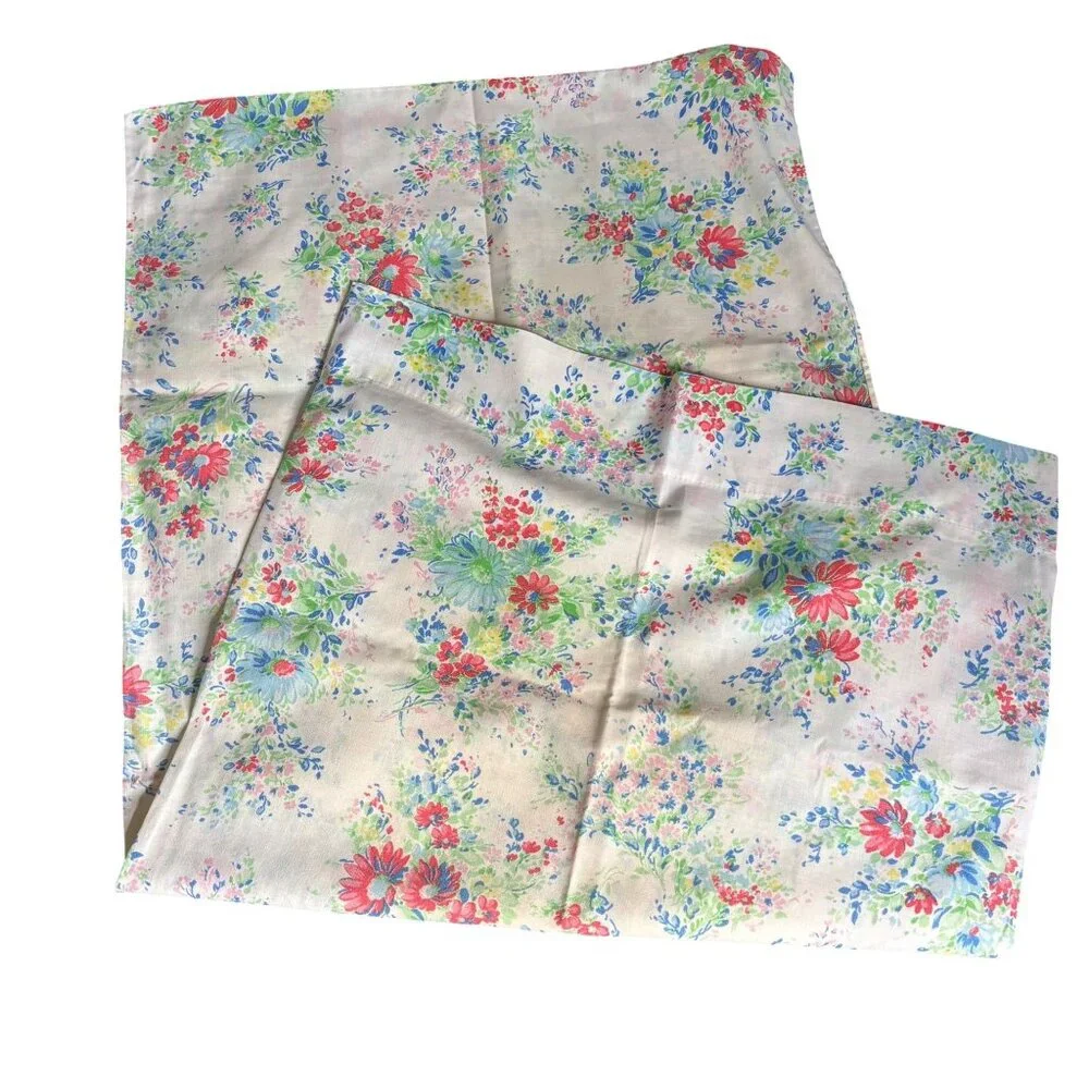 Vintage Pacific King Pillowcase Floral Extra Strength Muslin Cotton Poly Blend